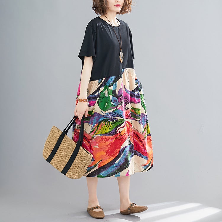 Ethnic Summer Linen Plus Sizes Midi Dresses-The same as picture-One Size-Free Shipping at meselling99