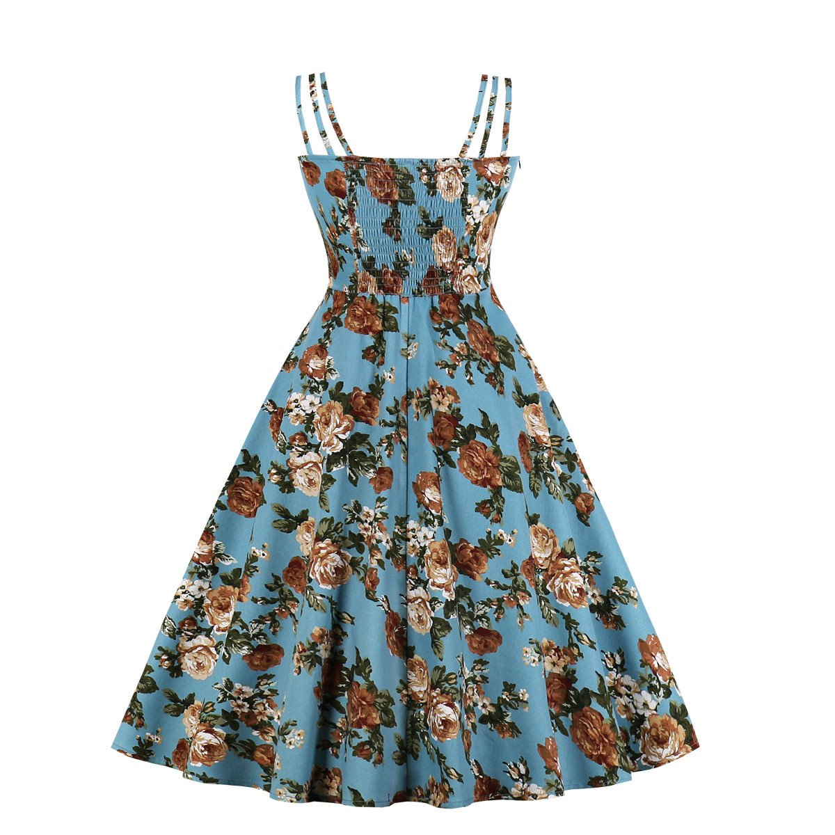 Women Summer Floral Print Retro Dresses-Vintage Dresses-Free Shipping at meselling99