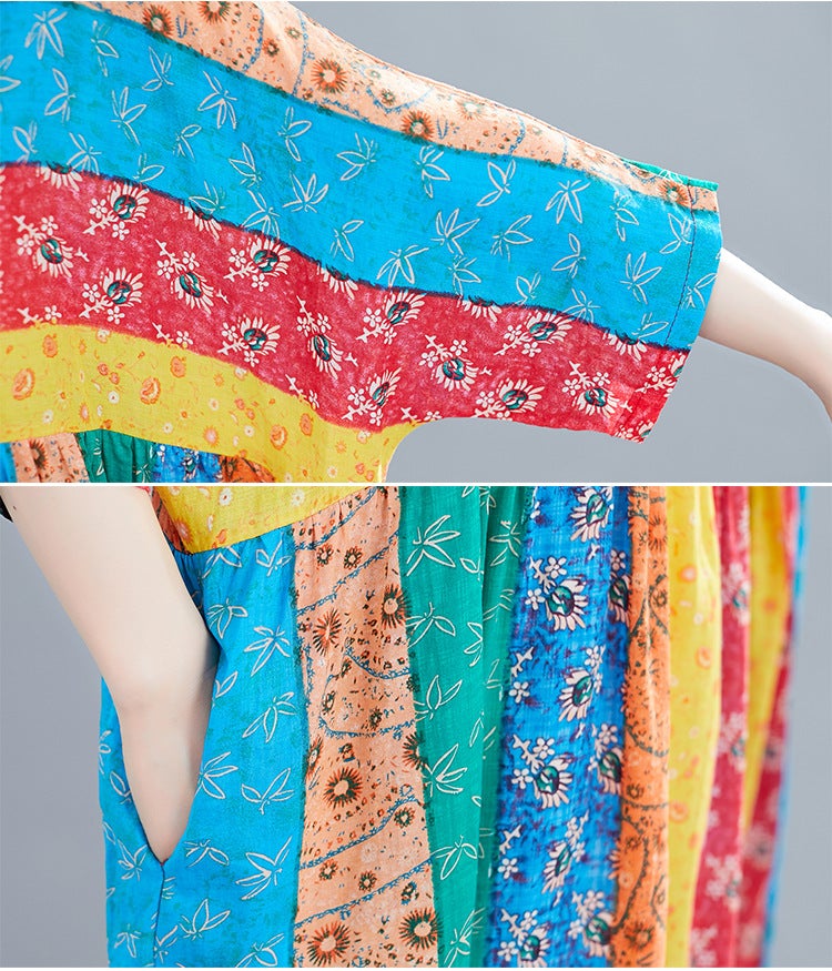 Women Summer Linen Plus Sizes Midi Dresses-Dresses-Free Shipping at meselling99