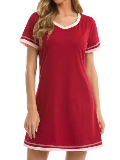 Casual Cotton Short Sleeves Sleepwear Dresses