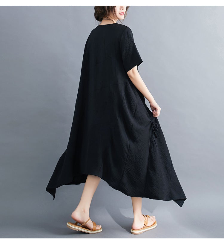 Vintage Irregular Linen Plus Sizes Long Maxi Dresses-Dresses-Free Shipping at meselling99