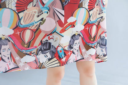 Summer 3D Face Print Chiffon Plus Sizes Short Dresses-Dresses-The same as picture-One Size-Free Shipping at meselling99