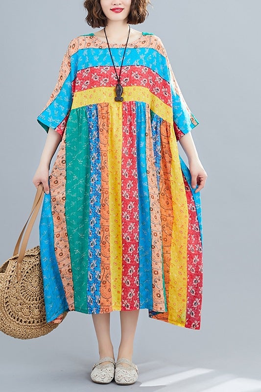 Women Summer Linen Plus Sizes Midi Dresses-Dresses-Free Shipping at meselling99