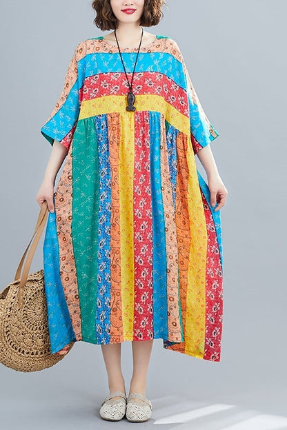 Women Summer Linen Plus Sizes Midi Dresses-Dresses-Free Shipping at meselling99