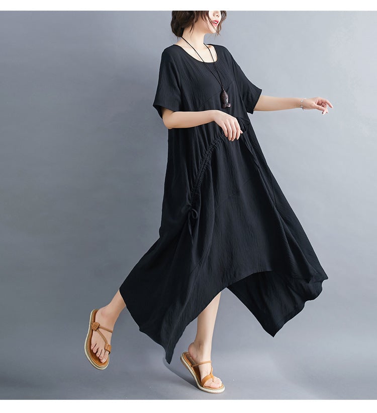 Vintage Irregular Linen Plus Sizes Long Maxi Dresses-Dresses-Free Shipping at meselling99