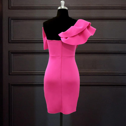 Rose Red One Shoudler Bowknot Plus Sizes Evening Dresses-Sexy Dresses-Free Shipping at meselling99
