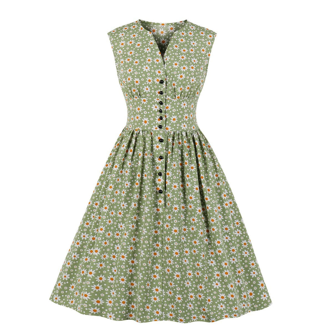 Summer Sleevess Retro Floral Print Women Dresses-Gray-S-Free Shipping at meselling99