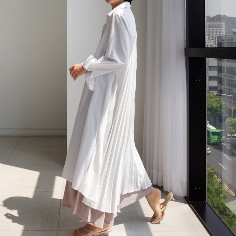 Classy Women Plus Sizes Pleated Long Shirt Dresses-Cozy Dresses-Free Shipping at meselling99