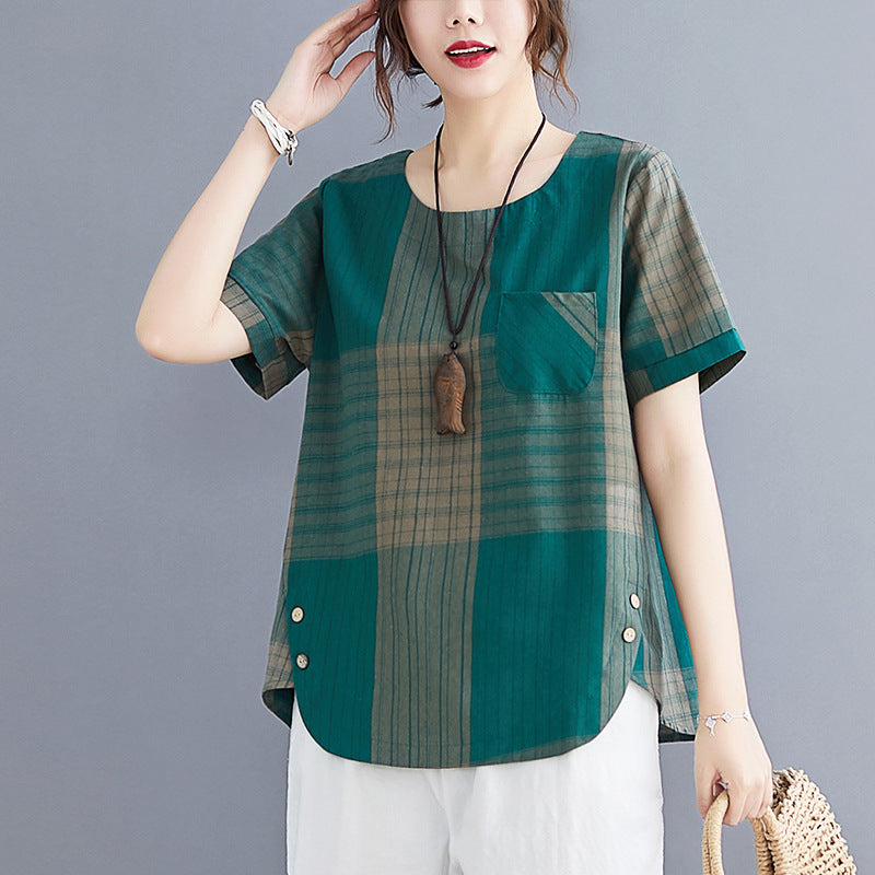 Vintage Stripe Cotton Linen T-Shirt