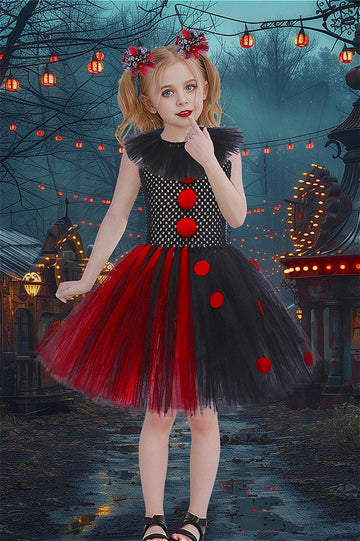 Red Clown Dress Kid Halloween Costume