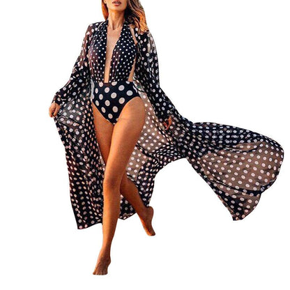 Chiffon Polka Dot Cardigan Beach Covers-STYLEGOING