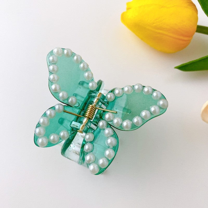 Pearl Rhinestone Butterfly Hair Claw Clip