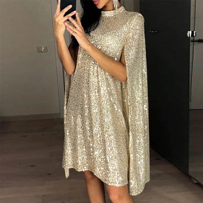Sexy Stand Collar Sequined Party Dresses-Dresses-Free Shipping at meselling99