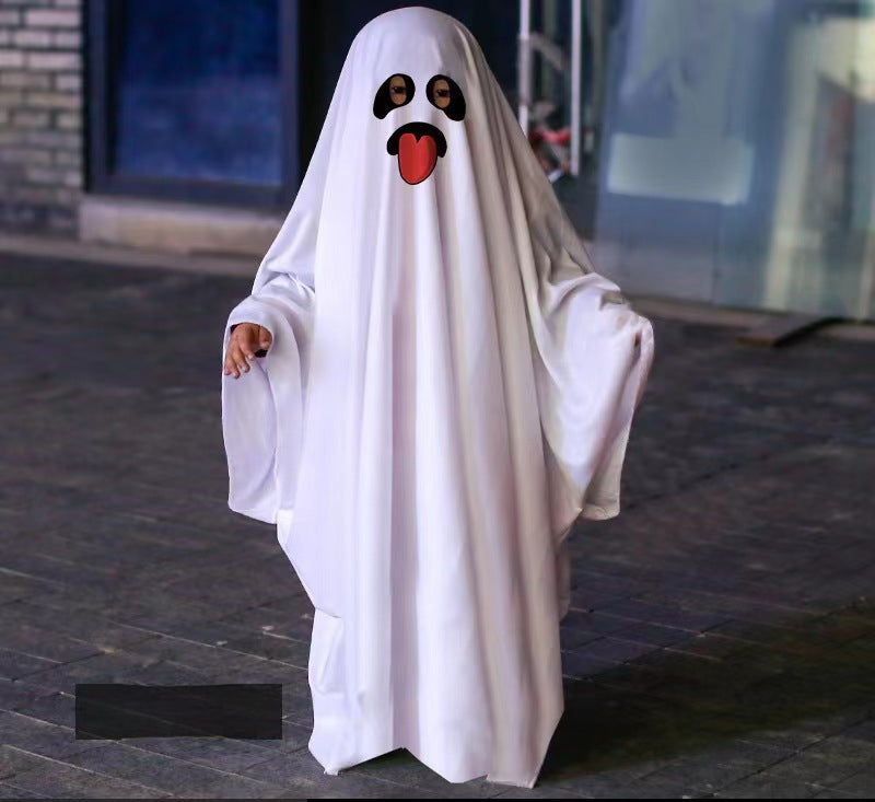 Cross Halloween horror dress up cos party white costume masquerade party children adult ghost cape cape