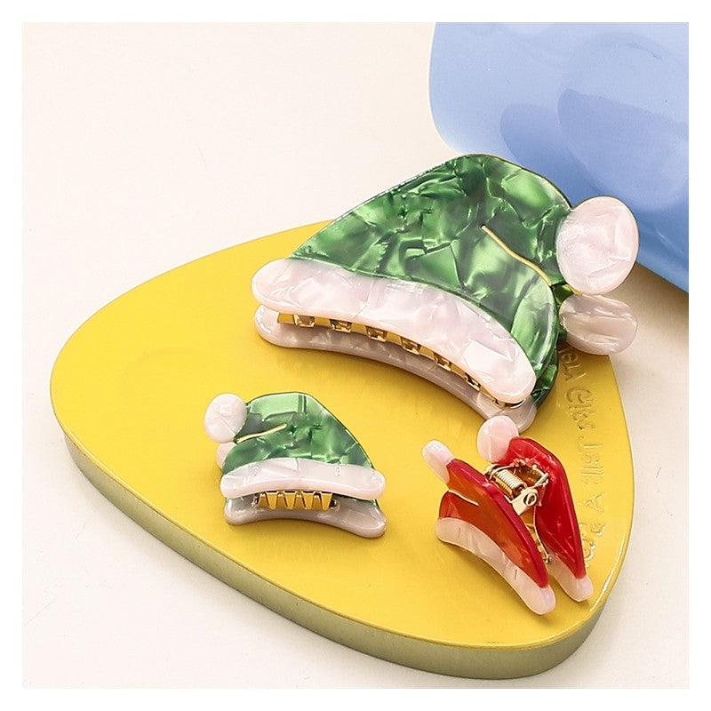 Christmas Hat Acetate Hair Claw Clip