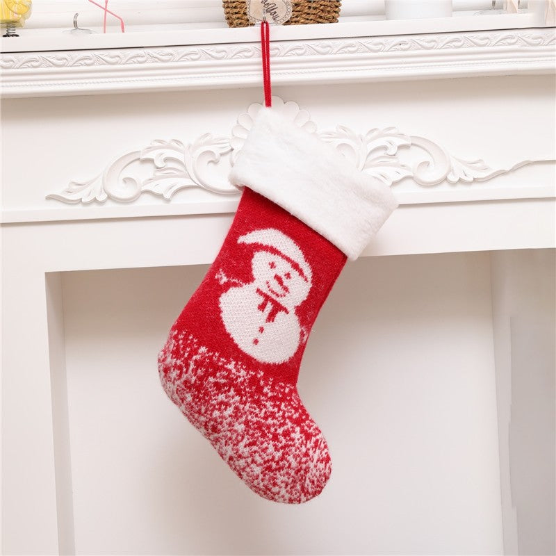 Large Knitted Snowman Old Man Sock Gift Bag Christmas Decoration