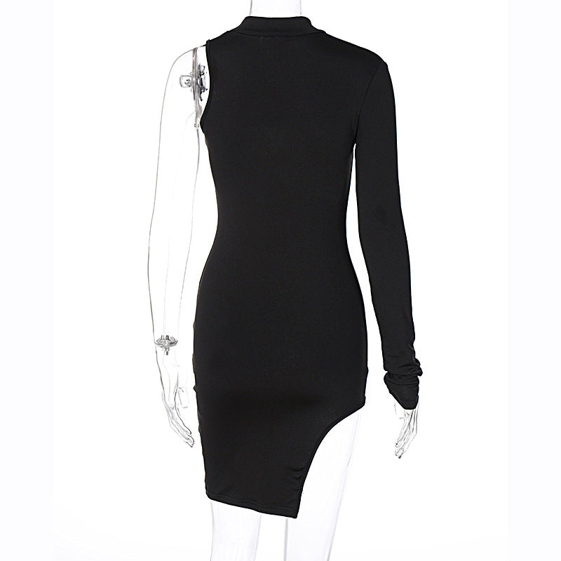 Sexy High Neck One Shoulder Mini Dresses-Dresses-Free Shipping at meselling99