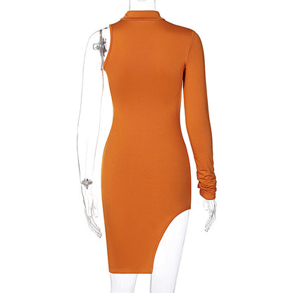 Sexy High Neck One Shoulder Mini Dresses-Dresses-Free Shipping at meselling99