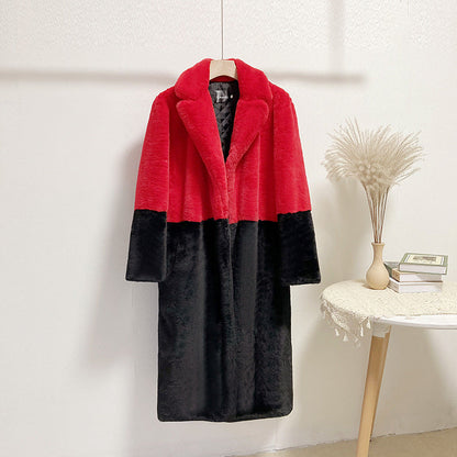 Women Winter Long Plus-Size Faux Rabbit Fur Coat
