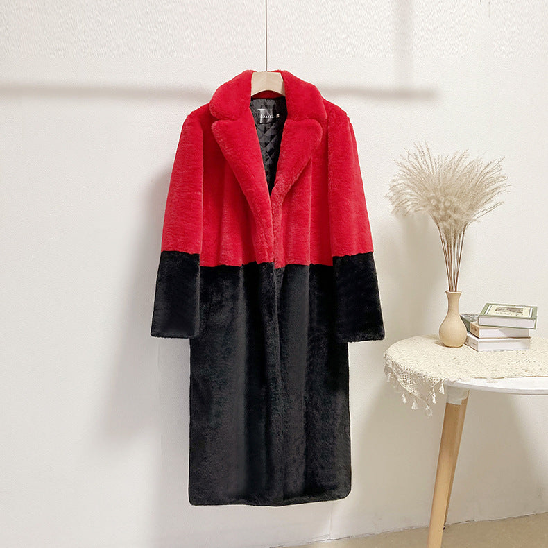 Women Winter Long Plus-Size Faux Rabbit Fur Coat