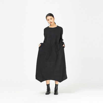 Black Irregular Women Winter Long Dresses-Cozy Dresses-Black-One Size-Free Shipping at meselling99