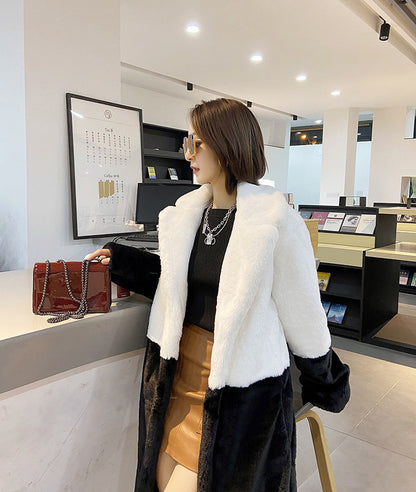 Women Winter Long Plus-Size Faux Rabbit Fur Coat
