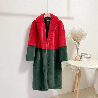 Women Winter Long Plus-Size Faux Rabbit Fur Coat