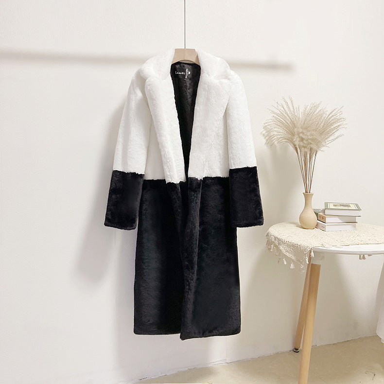 Women Winter Long Plus-Size Faux Rabbit Fur Coat