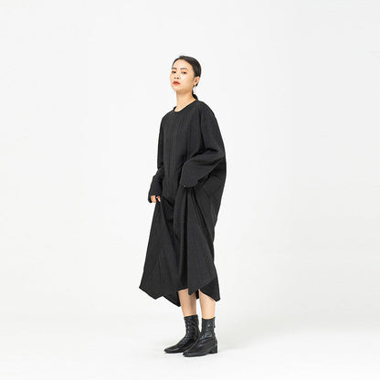 Black Irregular Women Winter Long Dresses-Cozy Dresses-Black-One Size-Free Shipping at meselling99