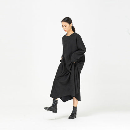 Black Irregular Women Winter Long Dresses-Cozy Dresses-Black-One Size-Free Shipping at meselling99
