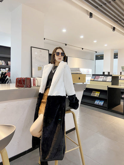 Women Winter Long Plus-Size Faux Rabbit Fur Coat