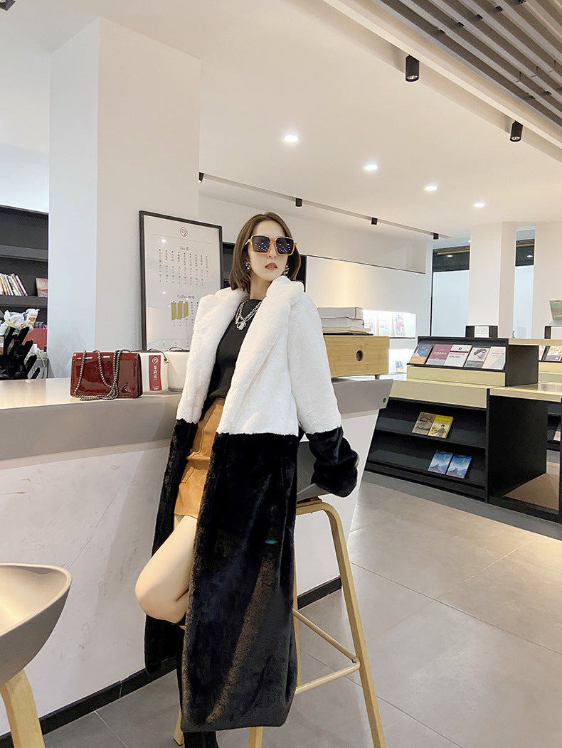 Women Winter Long Plus-Size Faux Rabbit Fur Coat