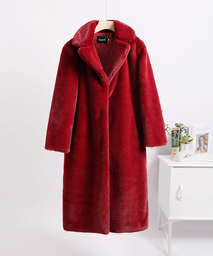 Women Winter Long Plus-Size Faux Rabbit Fur Coat