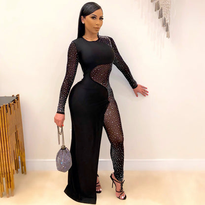 Sexy See Through Rhinestone Night Club Suits-Sexy Party Dresses-Free Shipping at meselling99