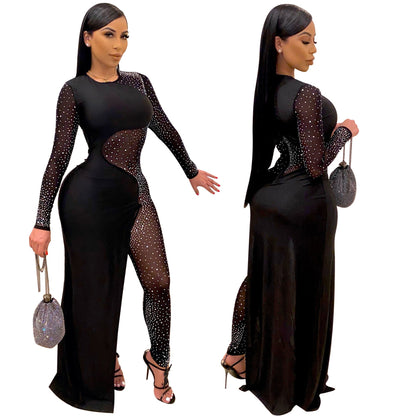 Sexy See Through Rhinestone Night Club Suits-Sexy Party Dresses-Free Shipping at meselling99