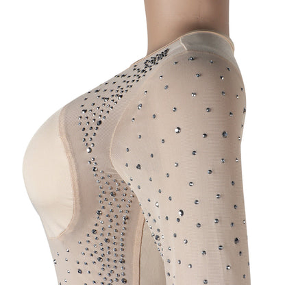 Sexy See Through Rhinestone Night Club Suits-Sexy Party Dresses-Free Shipping at meselling99
