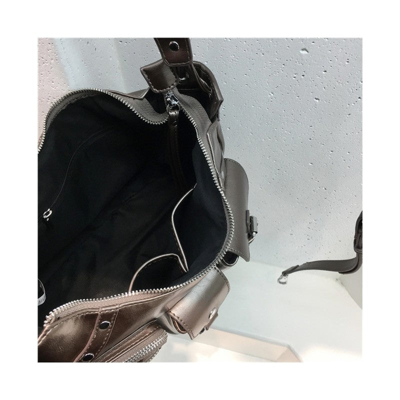 Multi Pocket Studded PU Underarm Motorcycle Bag