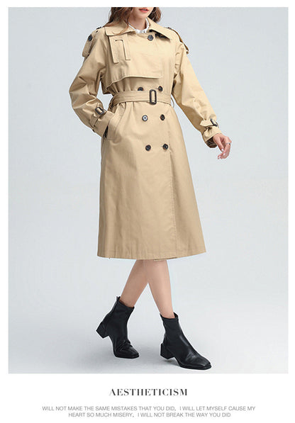 Fashion Laced Up Long Wind Coats for Women