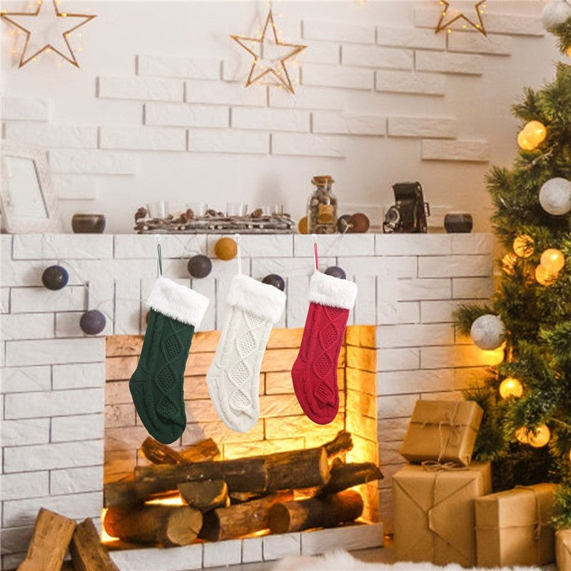 Knitted Wool Sock Gift Bag Christmas Decoration