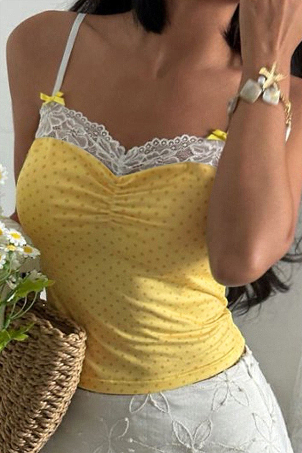 Bow Detail Floral Cami Crop Top