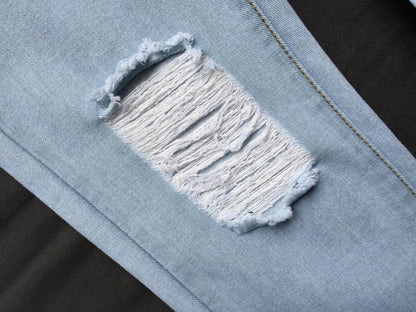 Women Broken Hole Ankle Length Jean Pants-STYLEGOING