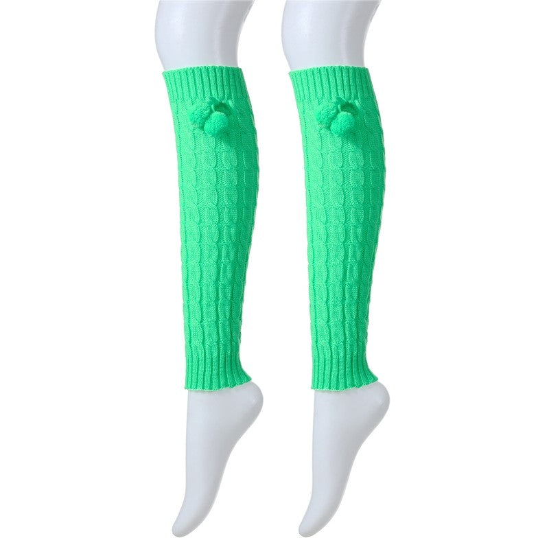 Knitted Eight-Character Braided Pompom Pileup Sock Cover