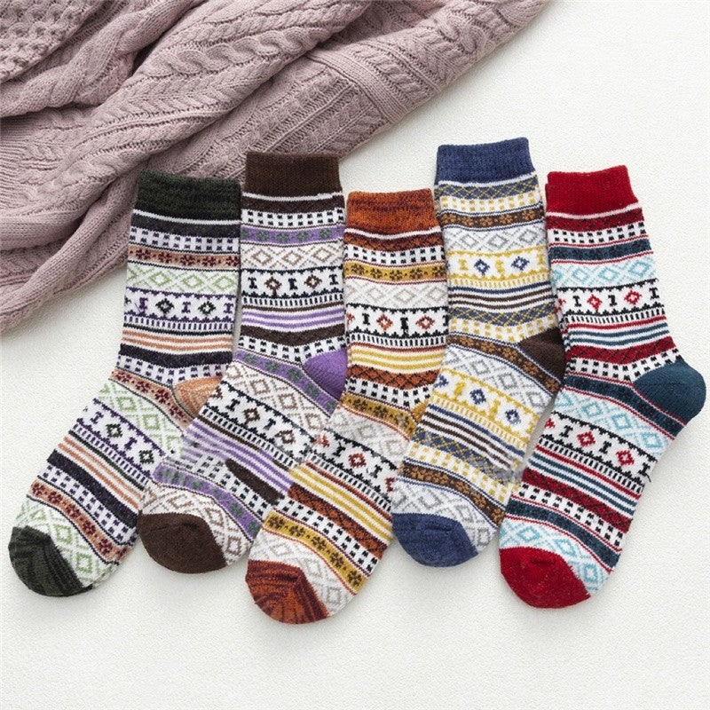 Breathable Soft Thick Mid-Calf Length Sock(A Set Of Five Pairs)