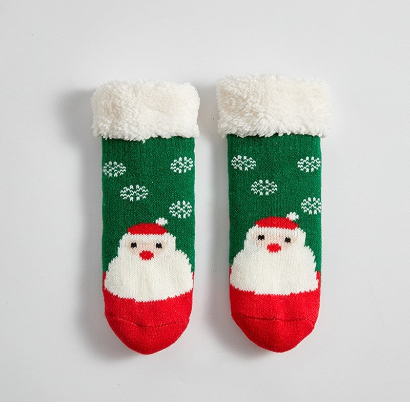 Kids Cute Cartoon Fleece Lining Thick Warm Indoor Socks