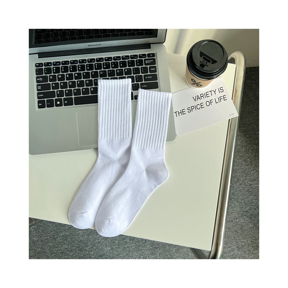 Solid Color Soft Breathable Cotton Socks