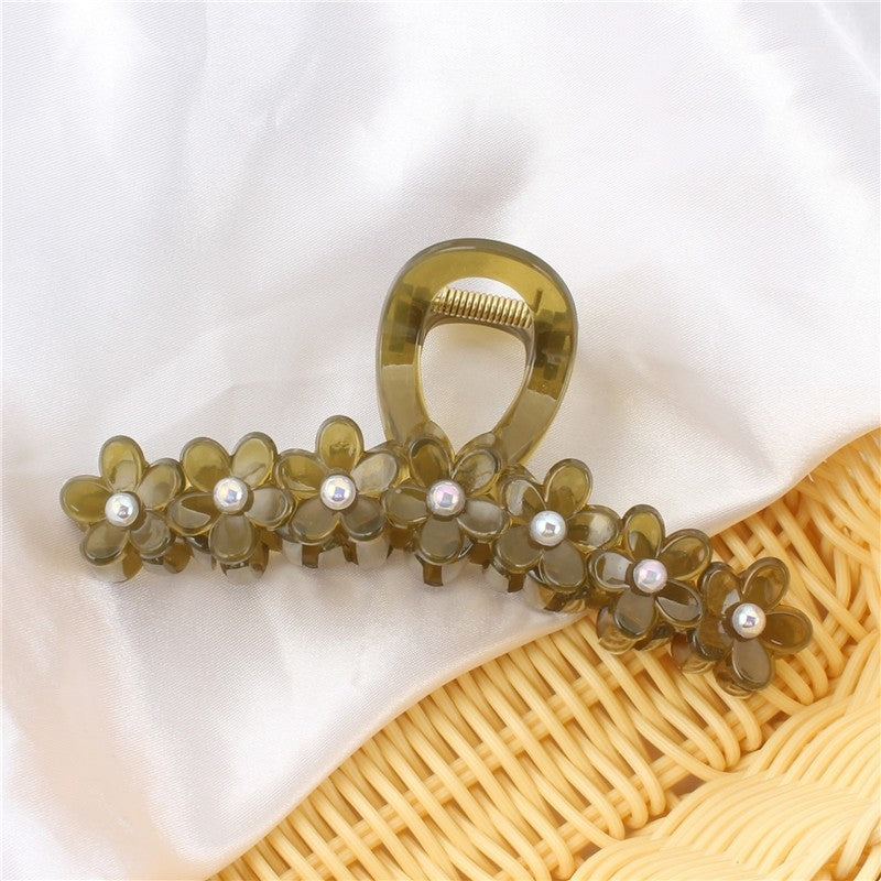 Small Flower Solid Color Claw Clip