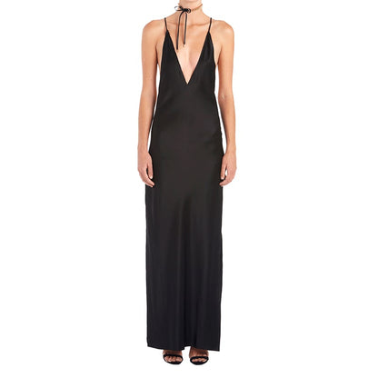 Sexy Satain Backless Evening Party Dresses-Black-S-Free Shipping at meselling99