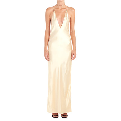 Sexy Satain Backless Evening Party Dresses-Ivory-S-Free Shipping at meselling99