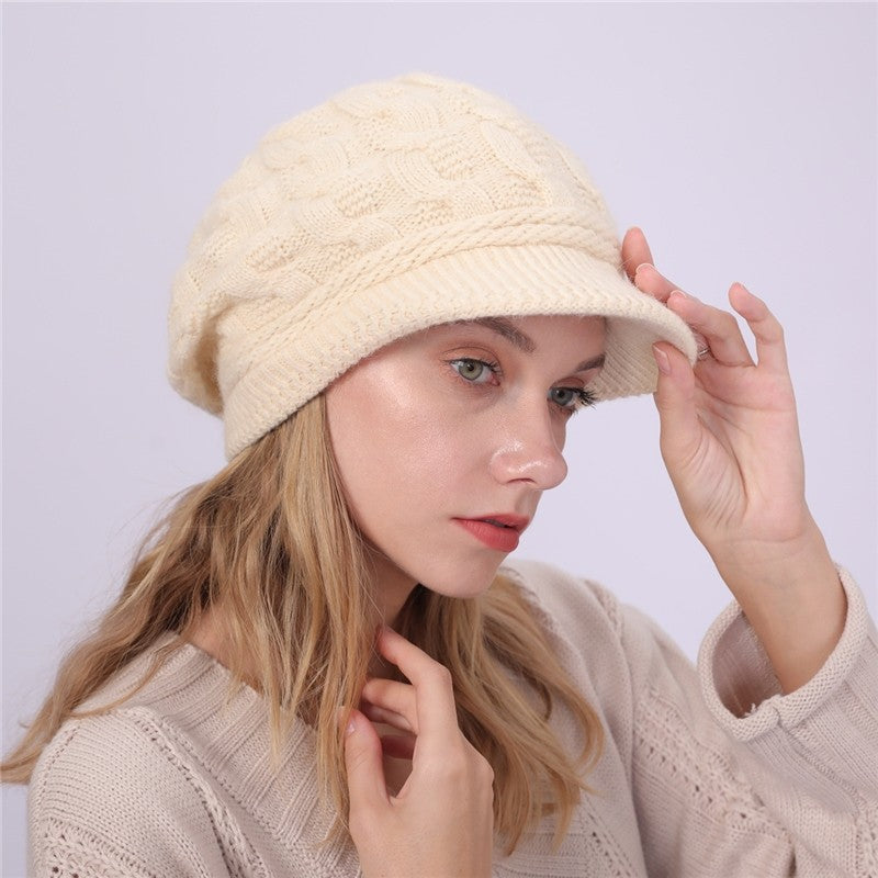 Solid Color Cable Knitted Cap