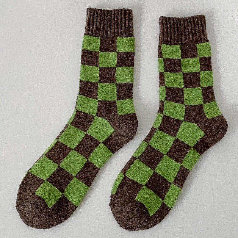 Women's Checkerboard Mid Calf Socks